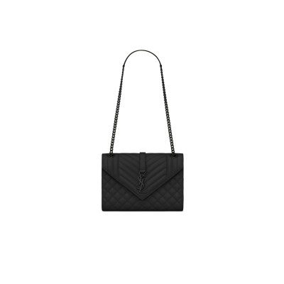 YSL ENVELOPE MEDIUM IN QUILTED GRAIN DE POUDRE EMBOSSED LEATHER 600185BOW981000 (24*17.5*6cm)